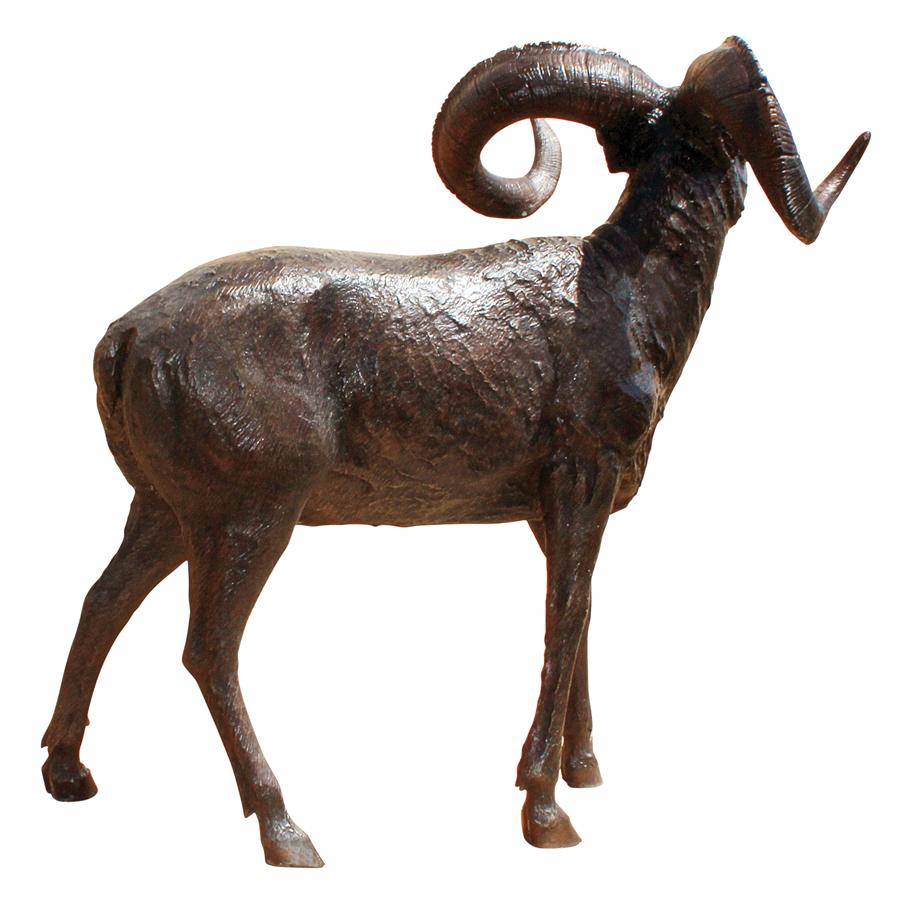 Big Horn Sheep Cast Bronze Garden Statue