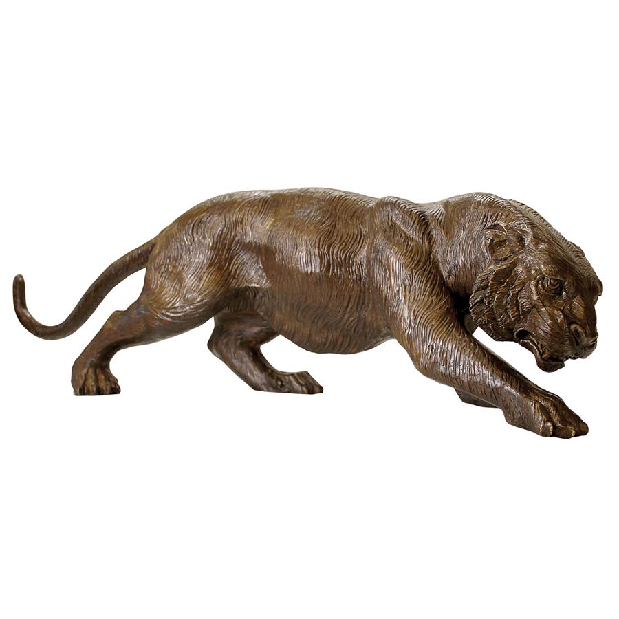 Prowling Tiger Cast Bronze Garden Statue