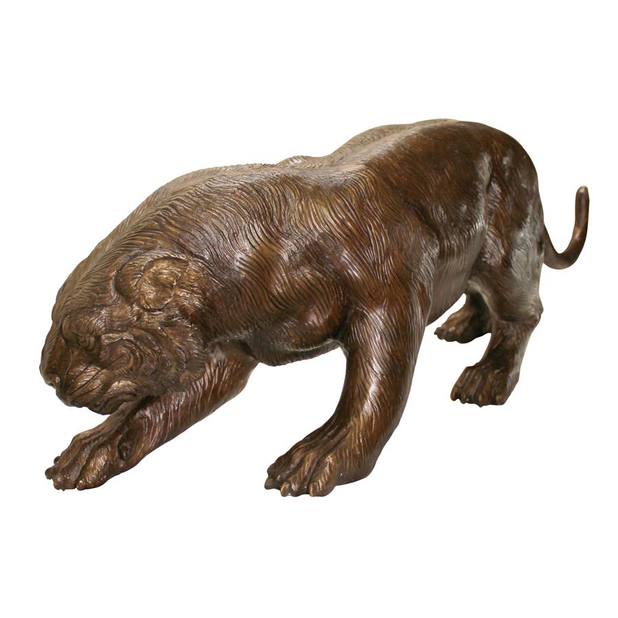 Prowling Tiger Cast Bronze Garden Statue