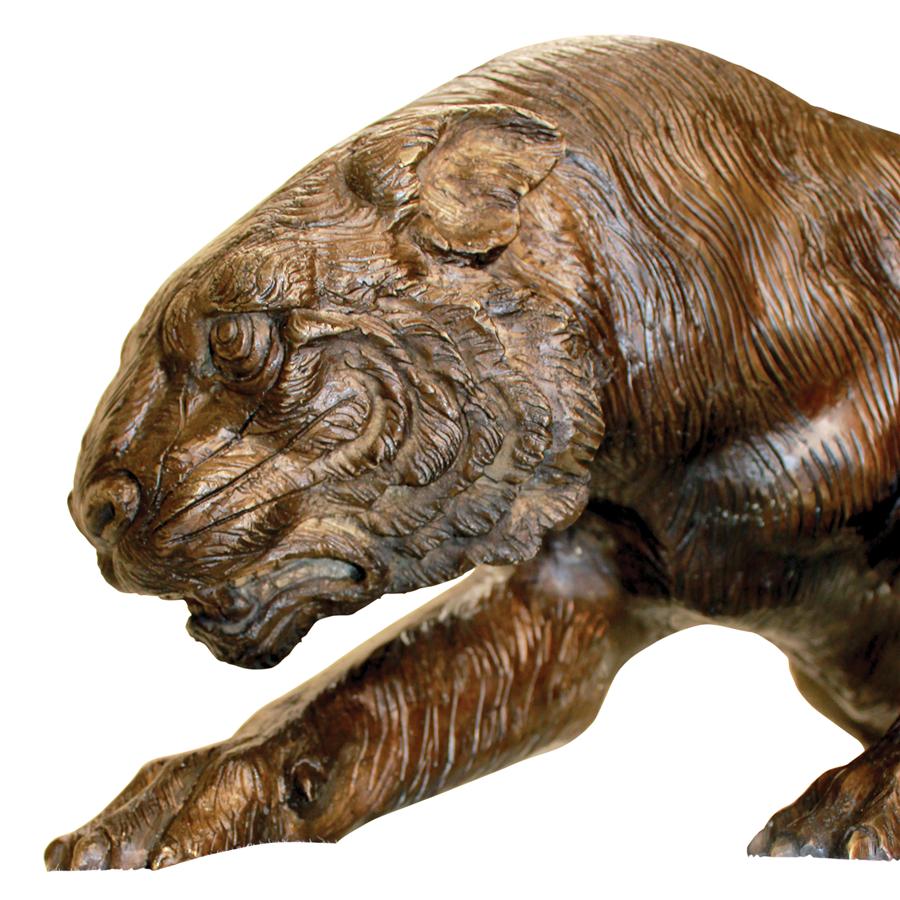 Prowling Tiger Cast Bronze Garden Statue