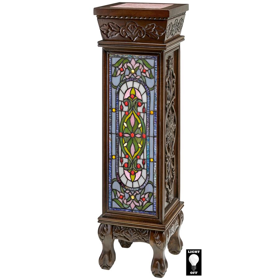 Baldwin Beaux-Arts Stained Glass Illuminated Hand-Crafted Pedestal