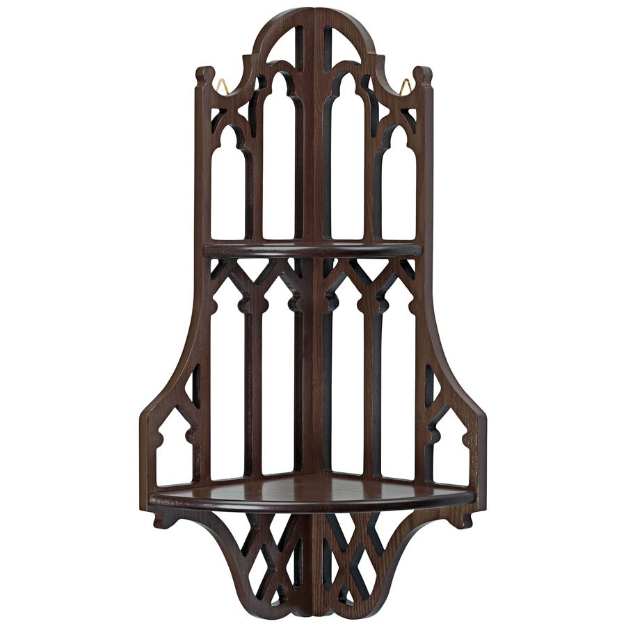 Canterbury Cathedral Gothic Wooden Corner Wall Shelf