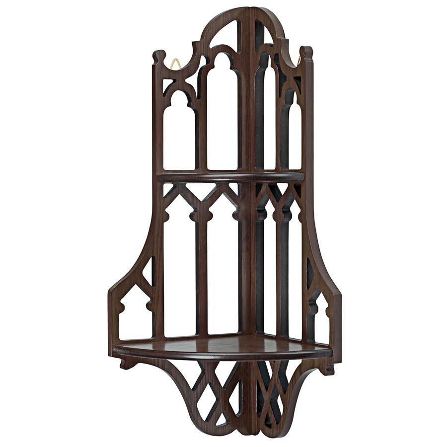 Canterbury Cathedral Gothic Wooden Corner Wall Shelf