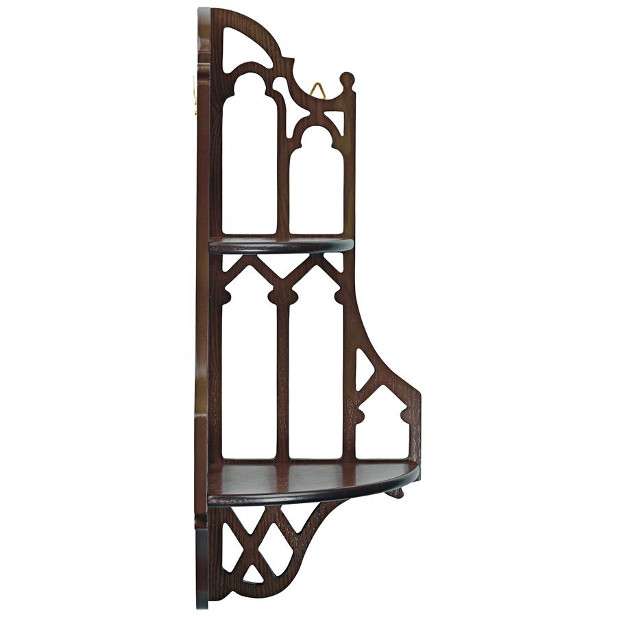 Canterbury Cathedral Gothic Wooden Corner Wall Shelf