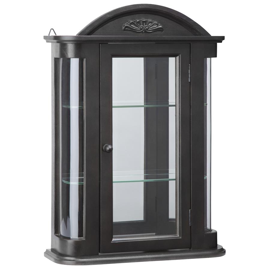 Rosedale Hardwood Wall Curio Cabinet: Ebony Black Finish