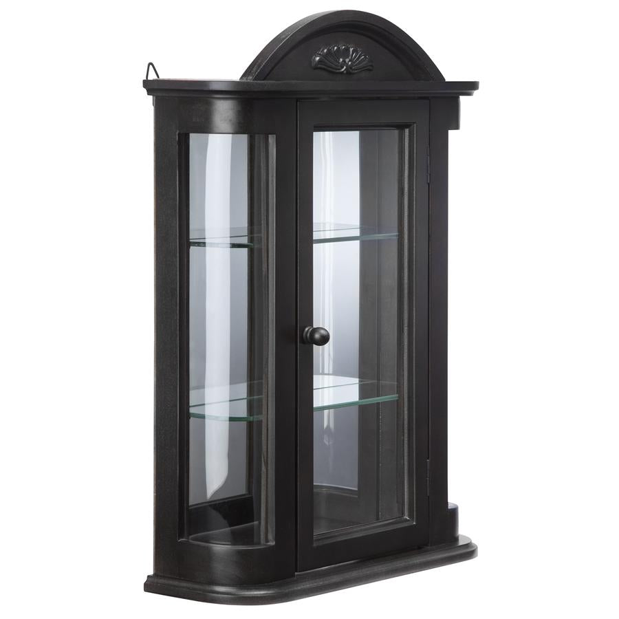 Rosedale Hardwood Wall Curio Cabinet: Ebony Black Finish