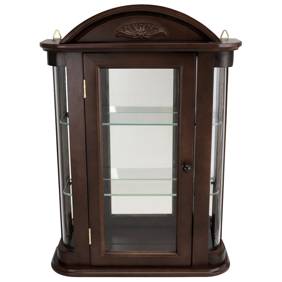 Rosedale Hardwood Wall Curio Cabinet: Walnut Finish