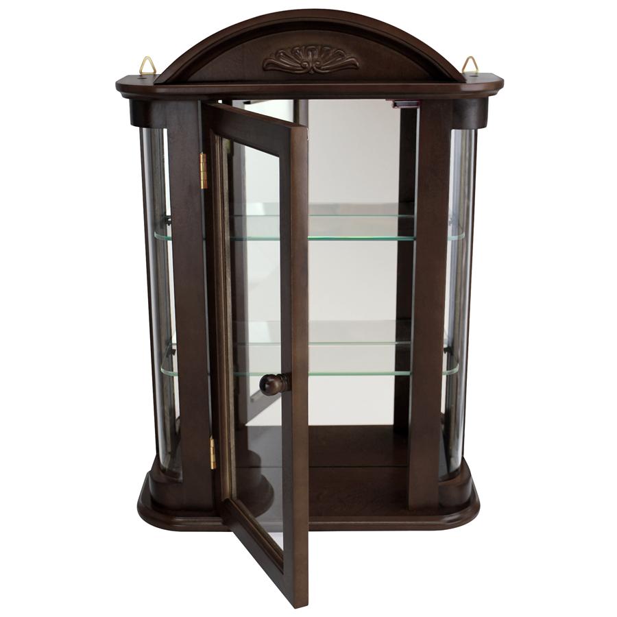 Rosedale Hardwood Wall Curio Cabinet: Walnut Finish