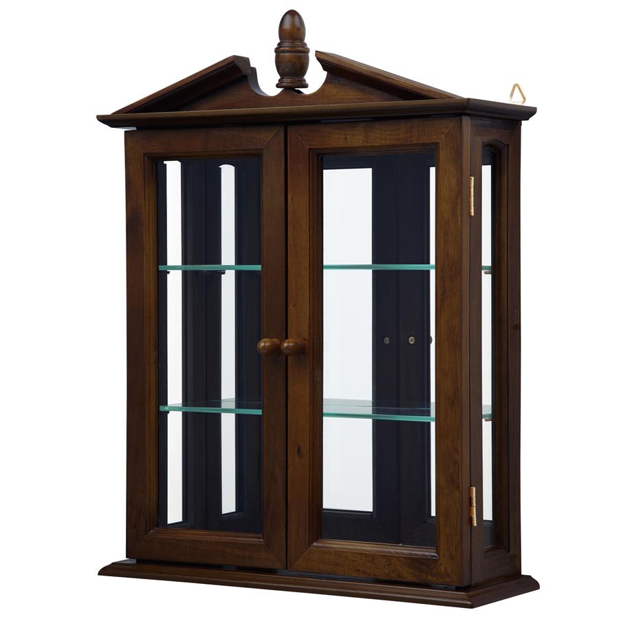 Amesbury Manor Hardwood Wall Curio Cabinet: Walnut Finish