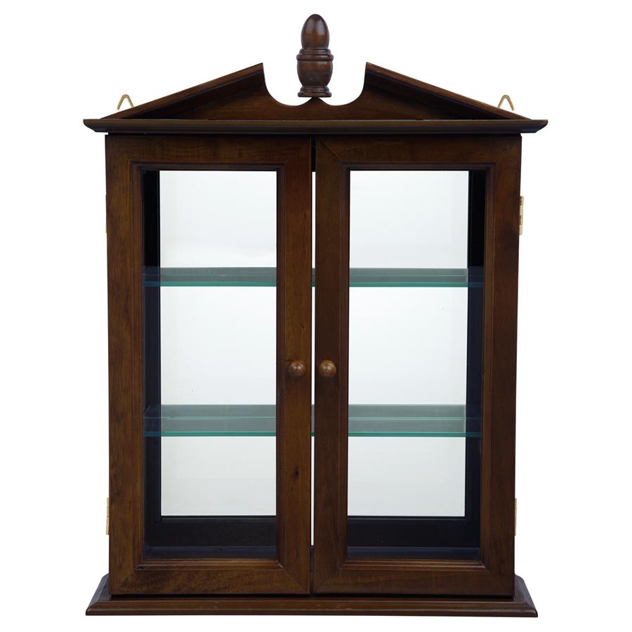 Amesbury Manor Hardwood Wall Curio Cabinet: Walnut Finish