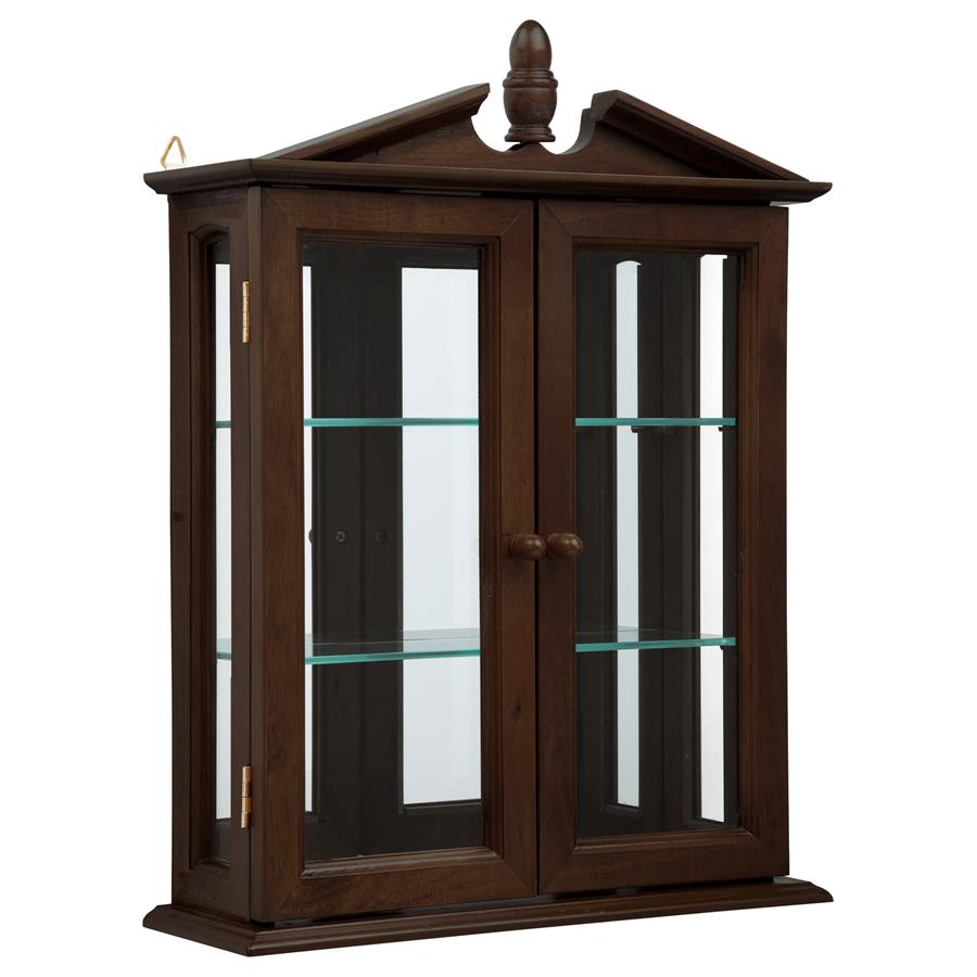 Amesbury Manor Hardwood Wall Curio Cabinet: Walnut Finish