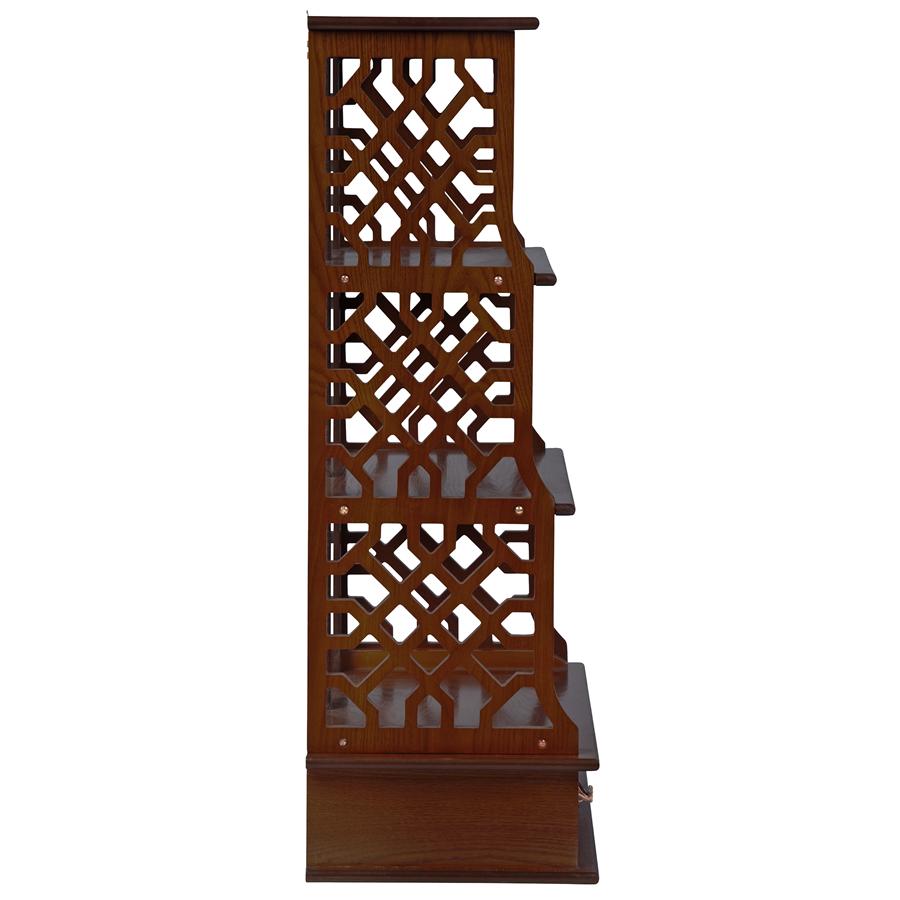 Chinese Chippendale-Style Triple Shelf Hardwood Wall Curio