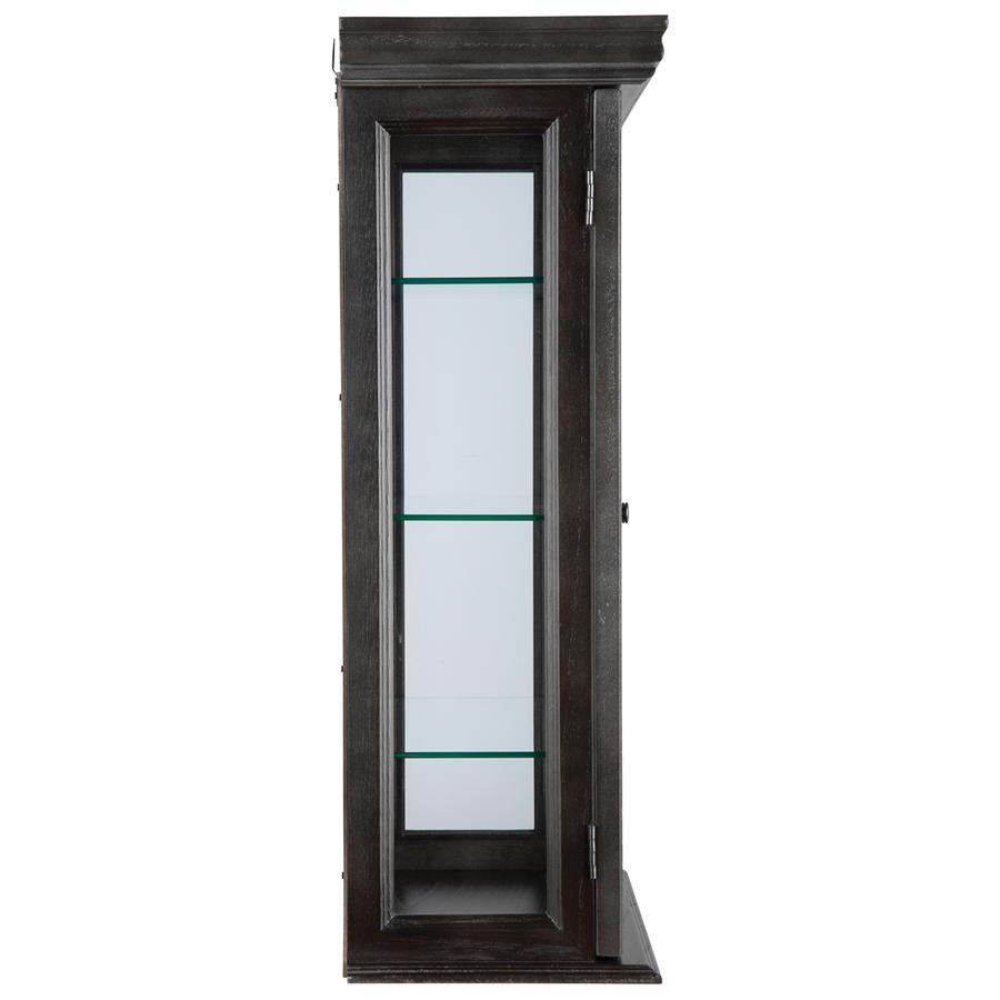 Country Tuscan Hardwood Wall Curio Cabinet: Ebony Black Finish