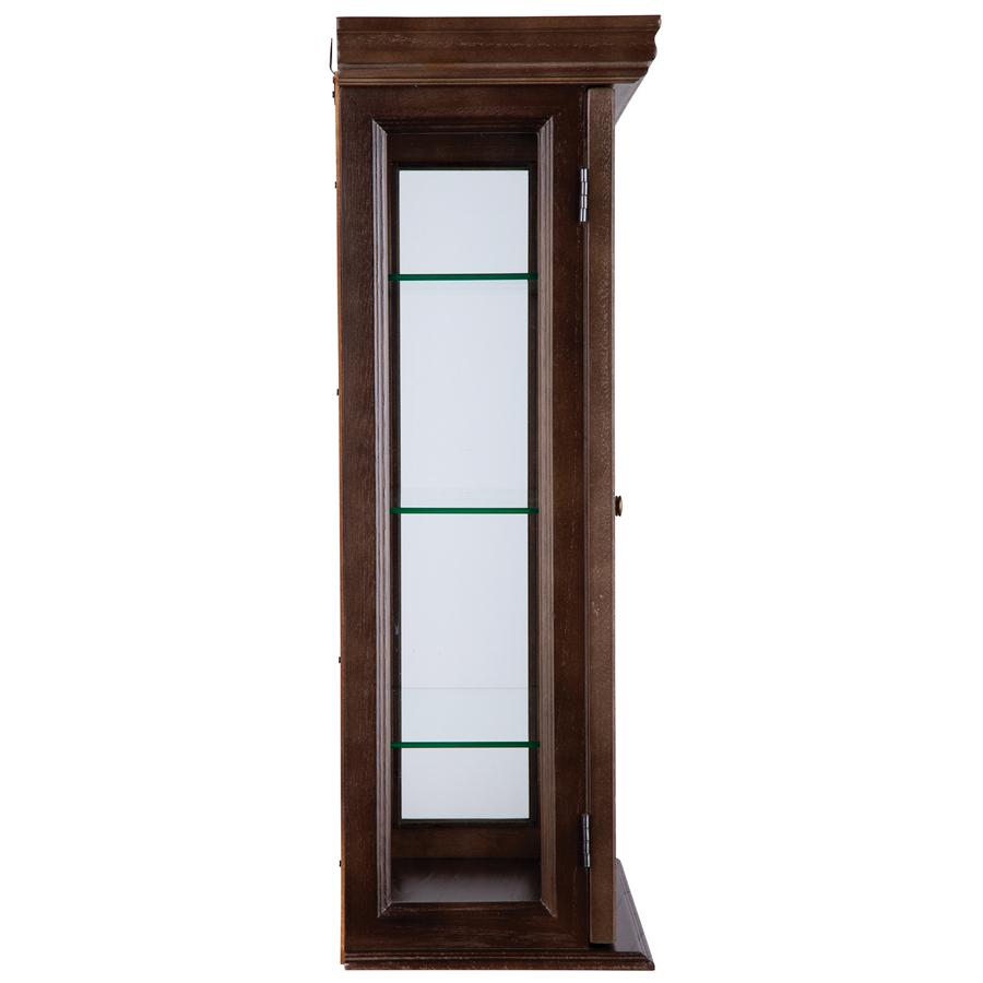 Country Tuscan Hardwood Wall Curio Cabinet: Walnut Finish