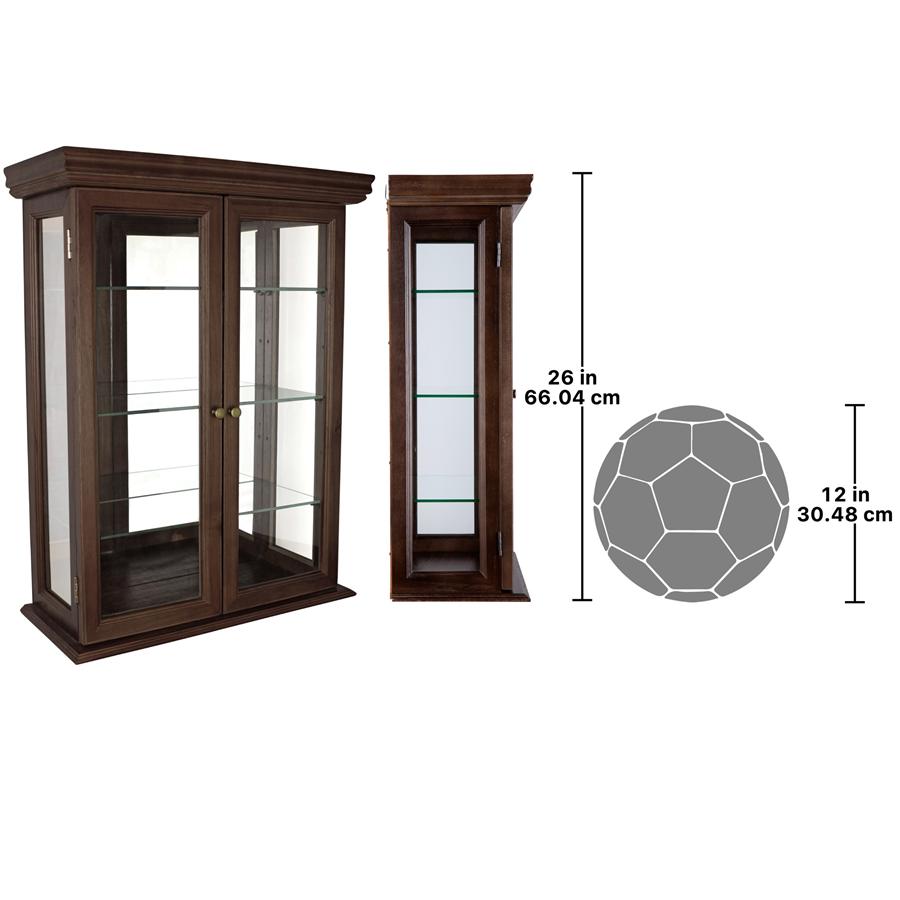 Country Tuscan Hardwood Wall Curio Cabinet: Walnut Finish