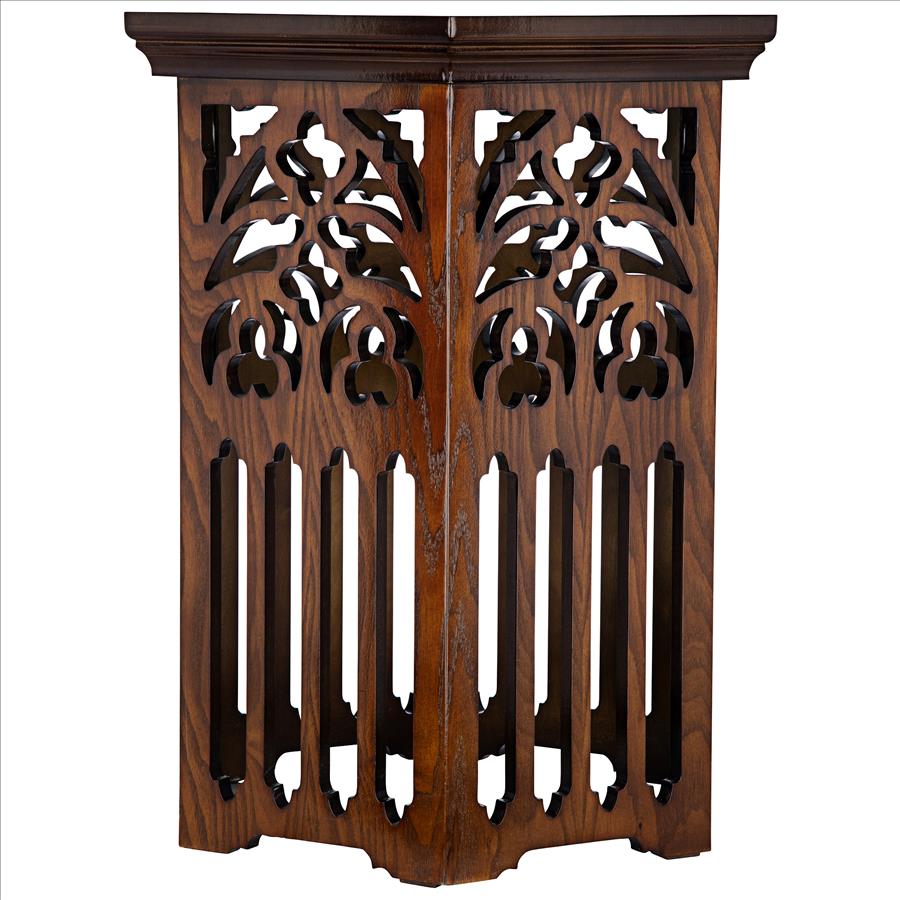 St. Thomas Aquinas Gothic Tracery Wooden Side Table