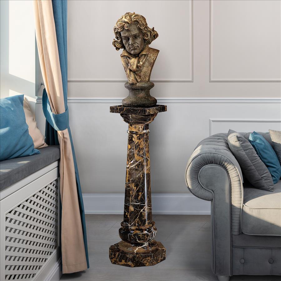 Opulent Versailles Natural Marble Column: Ebony