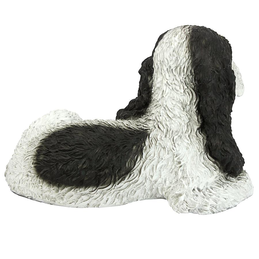 Black & White Cocker Spaniel Puppy Dog Statue