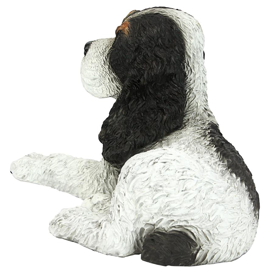 Black & White Cocker Spaniel Puppy Dog Statue