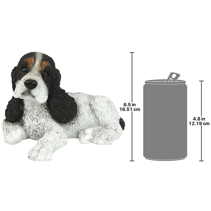 Black & White Cocker Spaniel Puppy Dog Statue