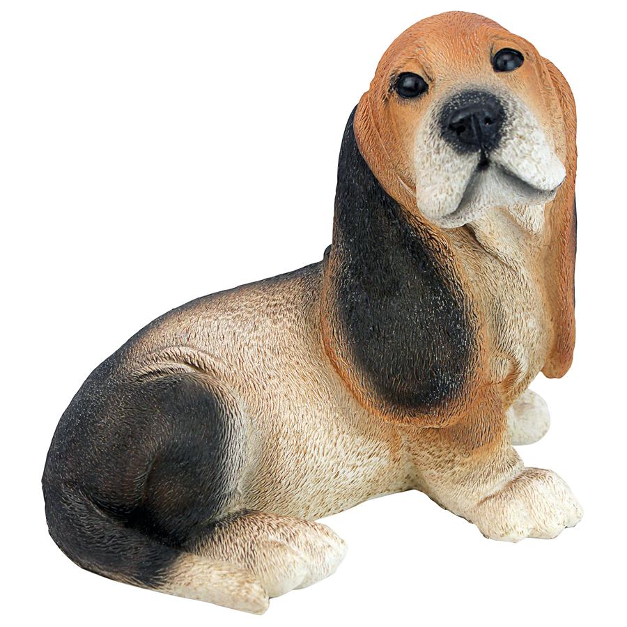 Black & Brown Basset Puppy Dog Statue