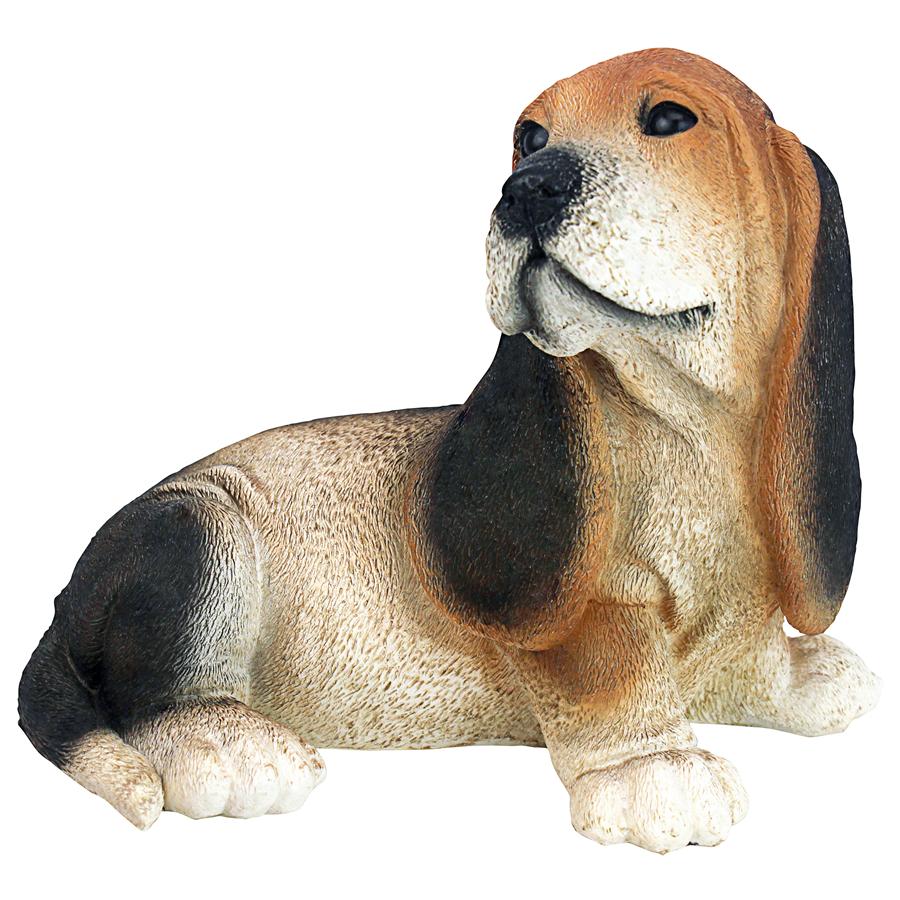 Black & Brown Basset Puppy Dog Statue