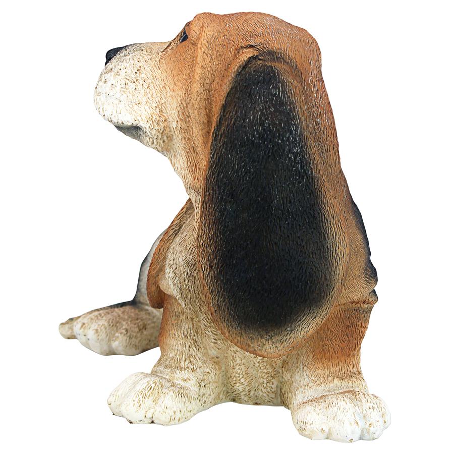 Black & Brown Basset Puppy Dog Statue