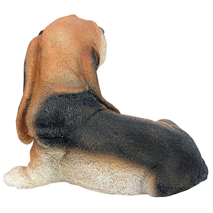 Black & Brown Basset Puppy Dog Statue