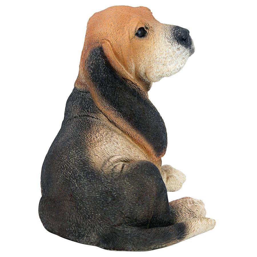 Black & Brown Basset Puppy Dog Statue