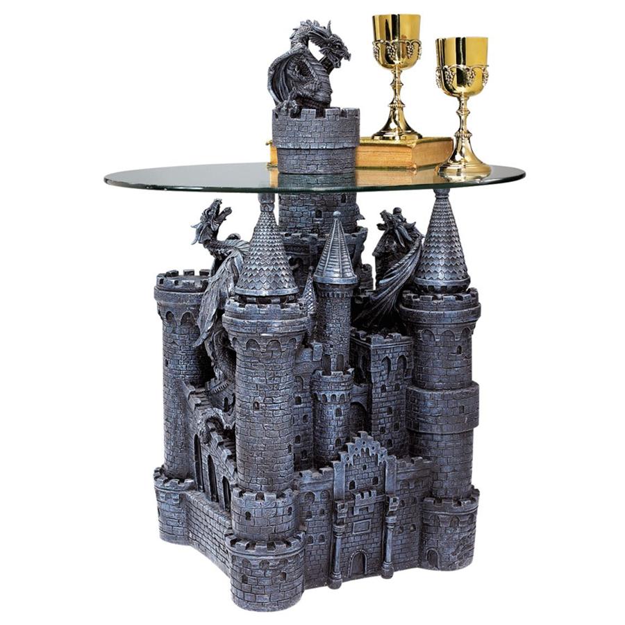 Lord Langton's Gothic Dragon Castle Glass-Topped Sculptural Table