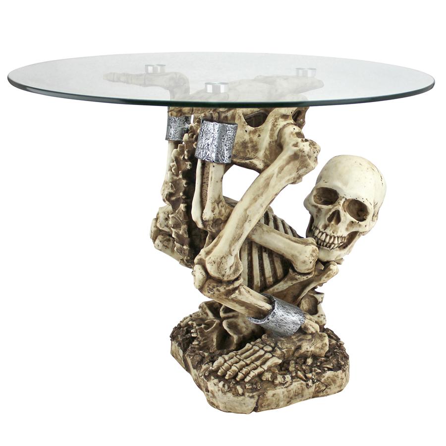 The Gothic Contortionist Skeleton Glass-Topped Sculptural Side Table