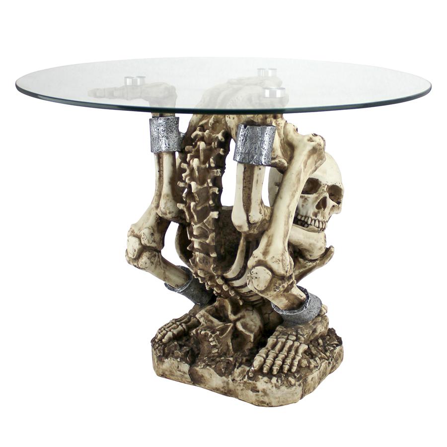 The Gothic Contortionist Skeleton Glass-Topped Sculptural Side Table