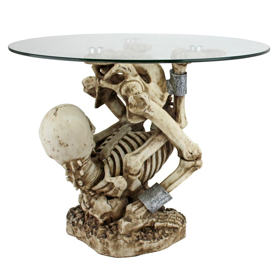 The Gothic Contortionist Skeleton Glass-Topped Sculptural Side Table