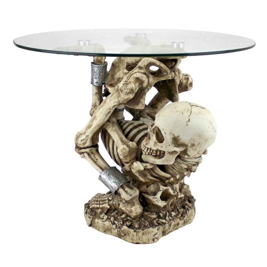 The Gothic Contortionist Skeleton Glass-Topped Sculptural Side Table