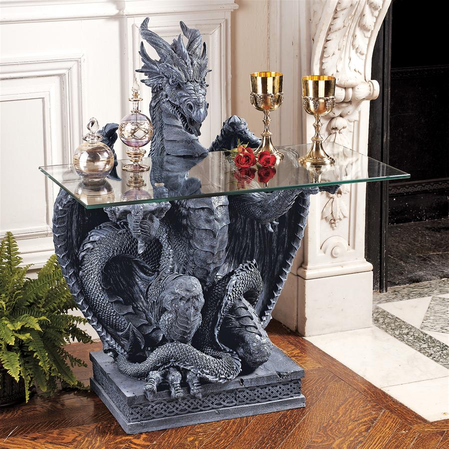 The Subservient Dragon Glass-Topped Sculptural Table