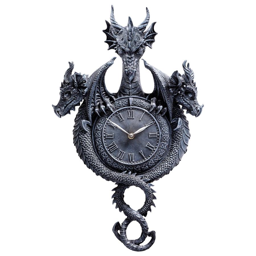 Past, Present and Future Dragon Sculptural Wall Clock