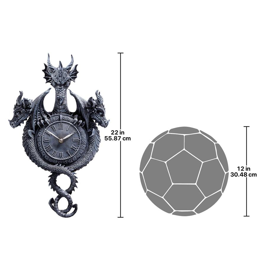 Past, Present and Future Dragon Sculptural Wall Clock