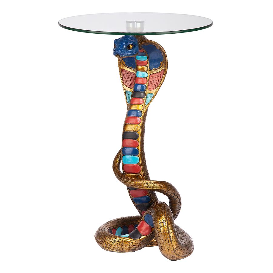 Renenutet Egyptian Cobra Snake Goddess Glass-Topped Sculptural Table