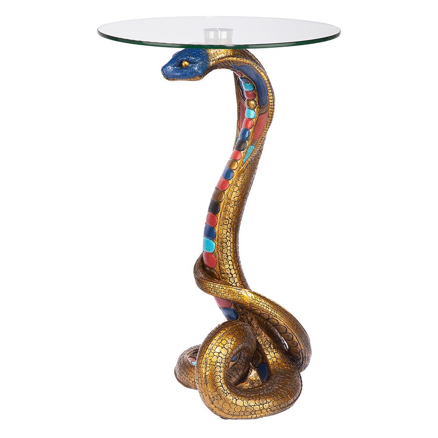 Renenutet Egyptian Cobra Snake Goddess Glass-Topped Sculptural Table