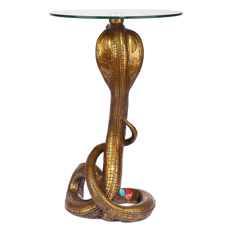 Renenutet Egyptian Cobra Snake Goddess Glass-Topped Sculptural Table