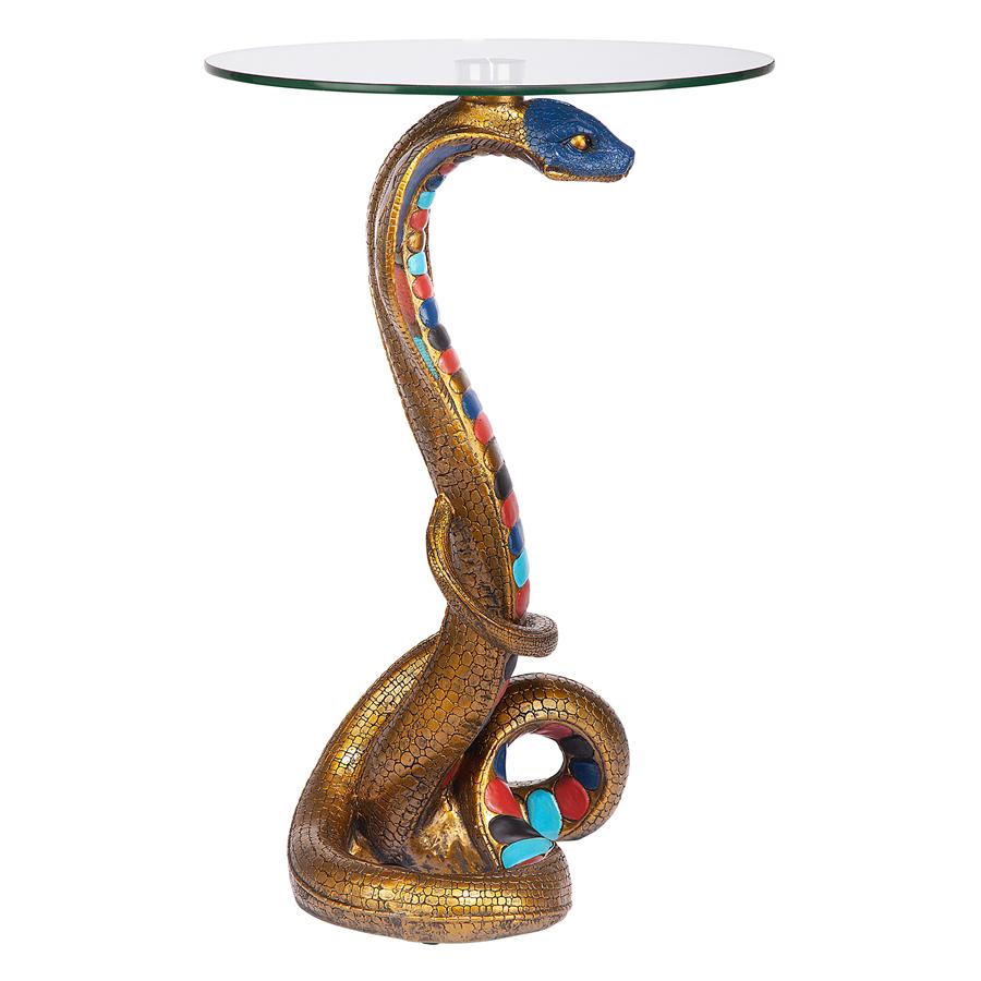 Renenutet Egyptian Cobra Snake Goddess Glass-Topped Sculptural Table