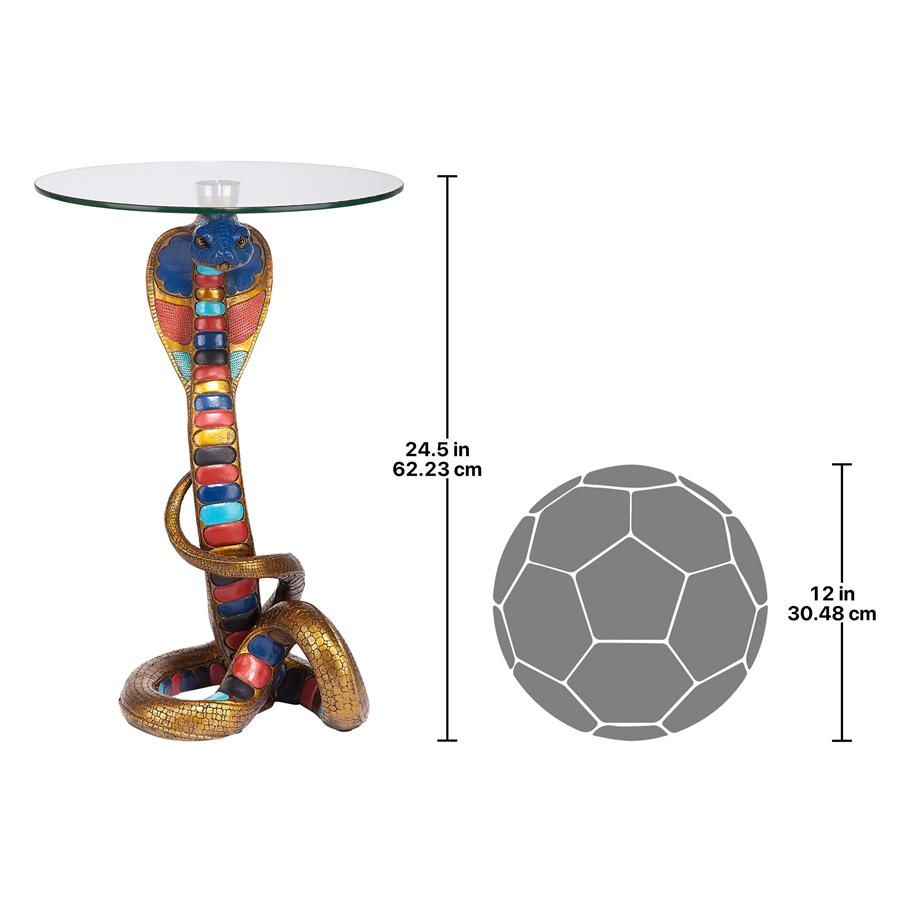 Renenutet Egyptian Cobra Snake Goddess Glass-Topped Sculptural Table