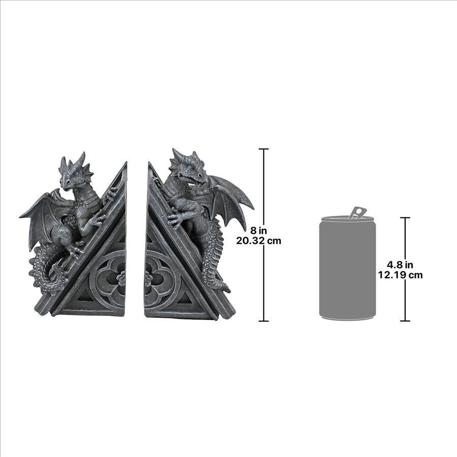 Gothic Castle Dragons Sculptural Bookend Set