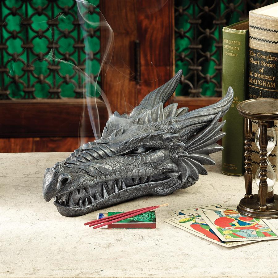Stryker the Smoking Dragon Sculptural Incense Burner Box