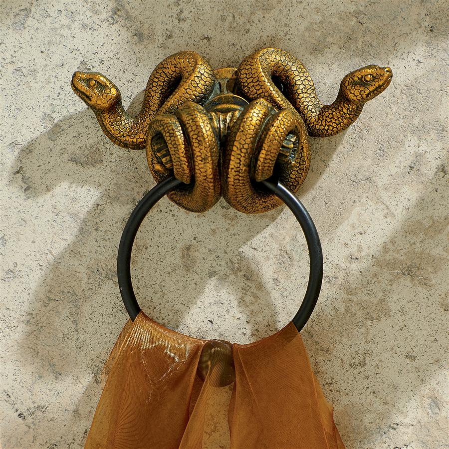 Egyptian Cobra Goddess Towel Ring Wall Sculpture: Each