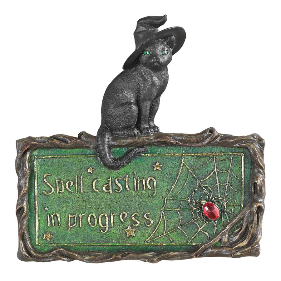 Witch's Cat Spell-Casting Wall Sculpture
