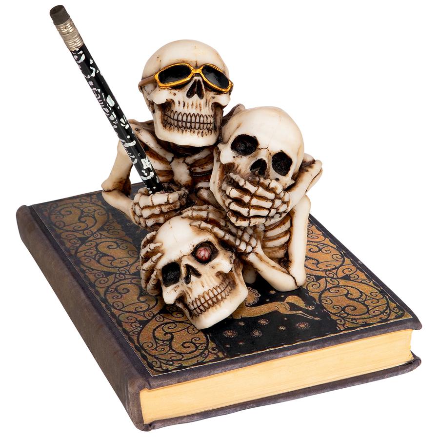 See, Hear, Speak No Evil Skeleton Buddies Pencil Holder