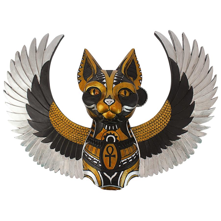 Goddess Bastet, Winged Protector of the People Cat Wall Sculpture