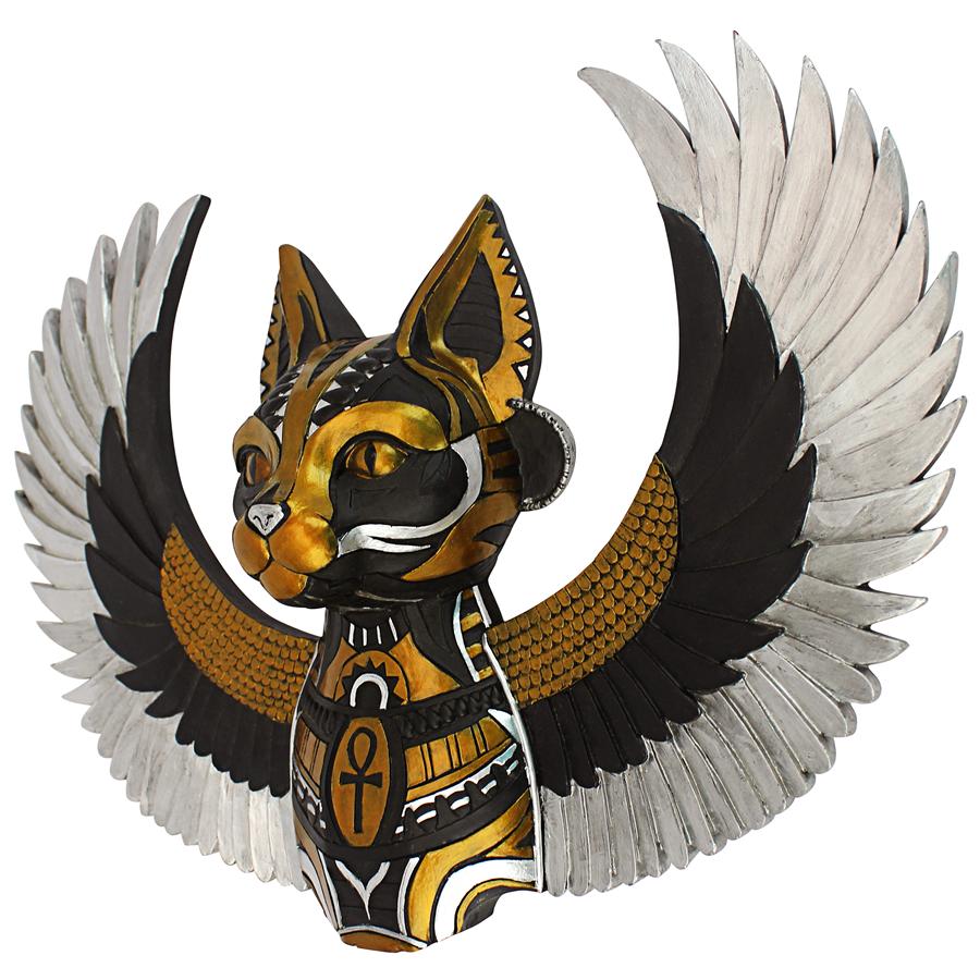 Goddess Bastet, Winged Protector of the People Cat Wall Sculpture