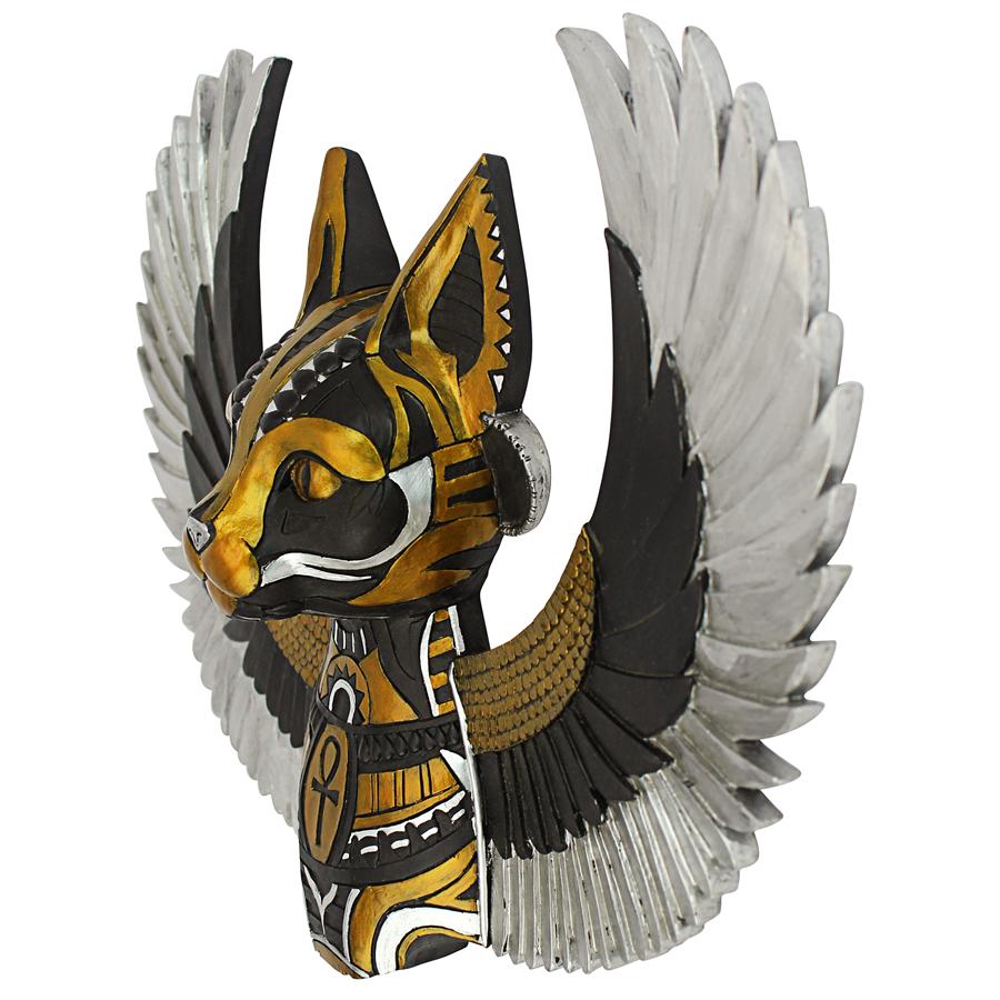 Goddess Bastet, Winged Protector of the People Cat Wall Sculpture